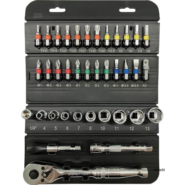 SIGNET 37点組 ロールチョイス 1/4SQソケット&ビットセット ロールケース付