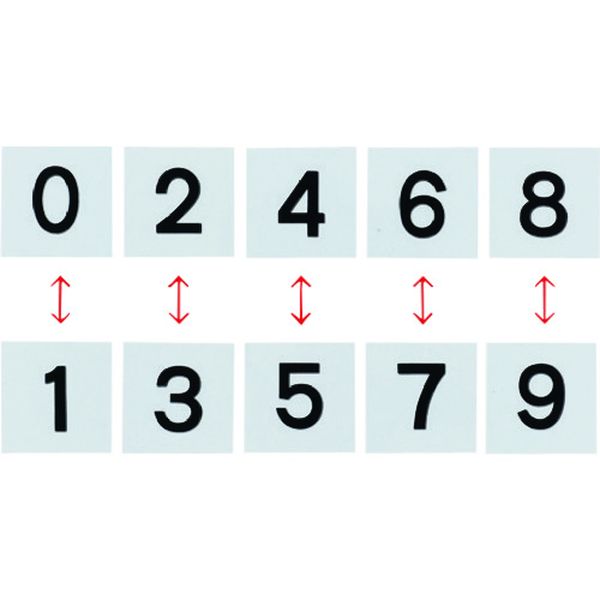 106-6268 差し込み式数字札(両面連番セット) 0～9 5枚組 KS-D札(2)黒 50×50mm