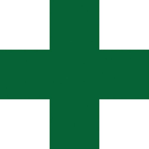 113-8411 ヘルメット用ステッカー 緑十字マーク HL-132 120×120mm 5枚組 エンビ