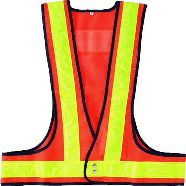 LED安全ベスト 橙メッシュ地/赤LED/蛍光黄反射 LEDベスト-OY-R フリーサイズ