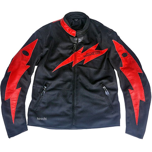 トゥエンティ・フォー・セブン カスタムレザース 24/7 Custom Leathers メッシュジャケット 黒/赤