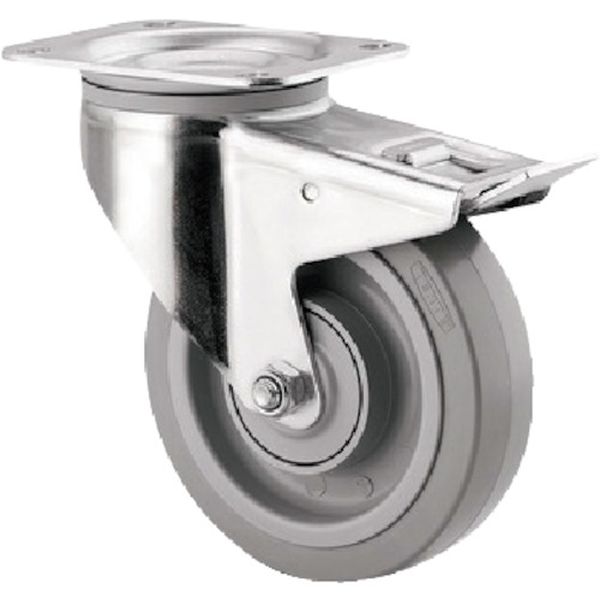 プレート式キャスター“ALPHA”(タイヤ痕レスタイプ) φ160 自在式(トータルロック付)