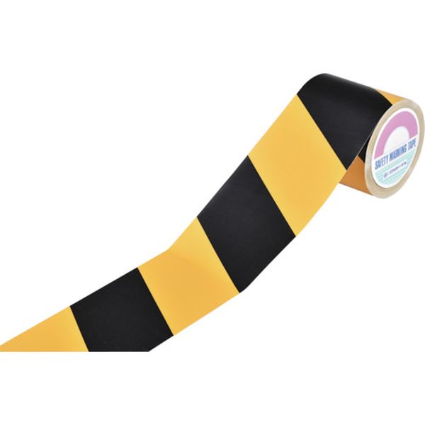 106-7827 トラ柄テープ(手で切れるタイプ) 黄/黒 TR2-A 120mm幅×25m スフ布製