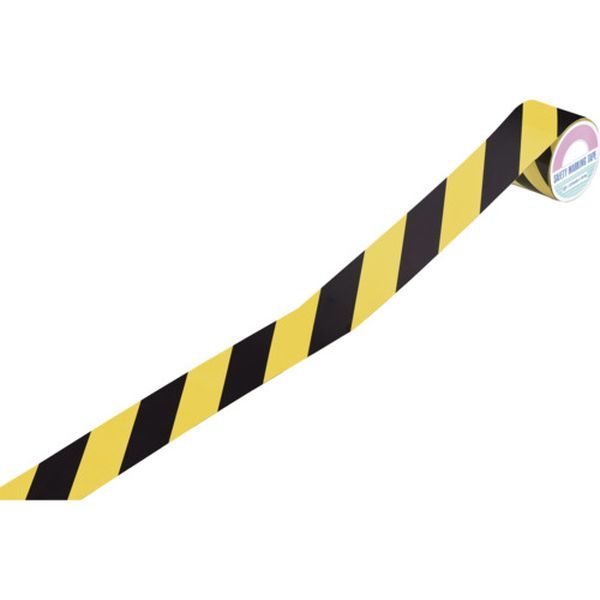 トラ柄テープ 黄/黒 45mm幅×10m ビニール製 屋内用 TR2-H