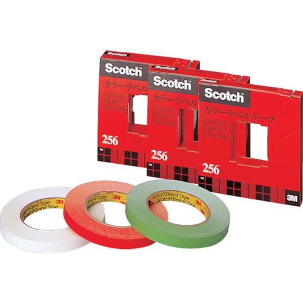 25625W 835-7735  カラーラベルテープ256 ホワイト 25.4mmX54.8m