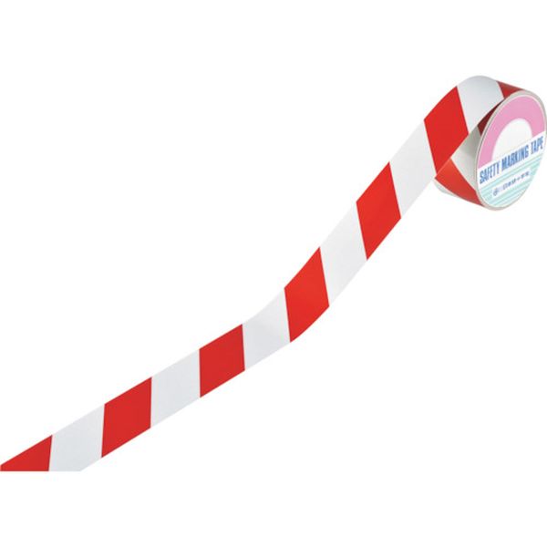 828-0466 ストライプ柄テープ(反射タイプ) 赤/白 TR3-H 45mm幅×10m 屋内用