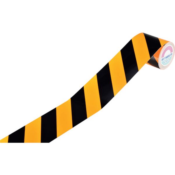 トラ柄テープ 蛍光オレンジ/黒 TR4-A 90mm幅×10m 屋内用