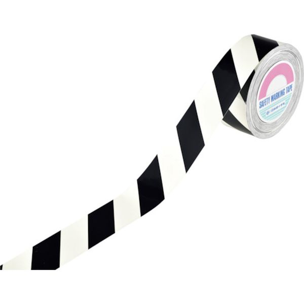 トラ柄テープ 蓄光/黒 TR6-A 60mm幅×30m ビニール製 屋内用