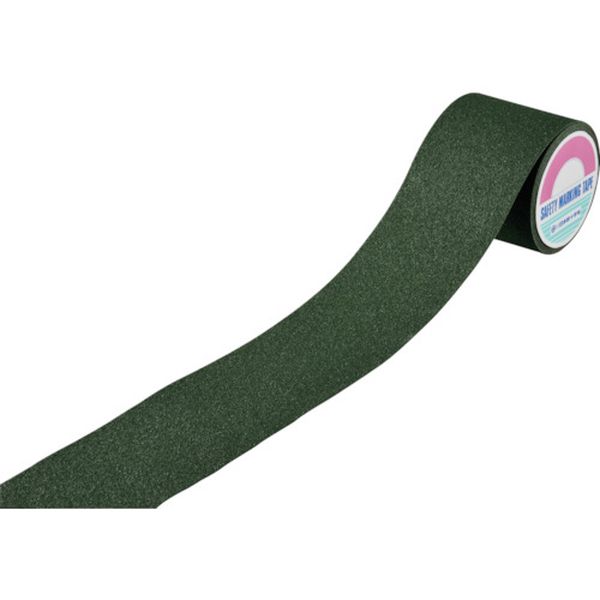 106-9332 滑り止めラインテープ 緑 SV-105G 100mm幅×5m アルミ＋鉱物粒子 屋外用