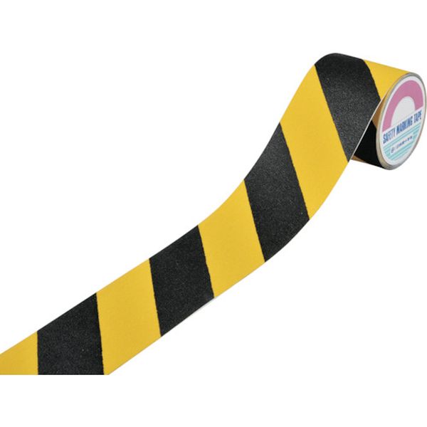 滑り止めラインテープ 黄/黒 ASS-105ALTR 100m幅×5m アルミ＋鉱物粒子 屋外用