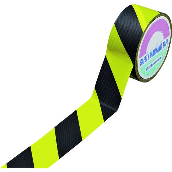 トラ柄テープ(ラインテープ) 黄/黒 HKT-2 50mm幅×25m 手切り可能タイプ 屋内用 ポリエチレン