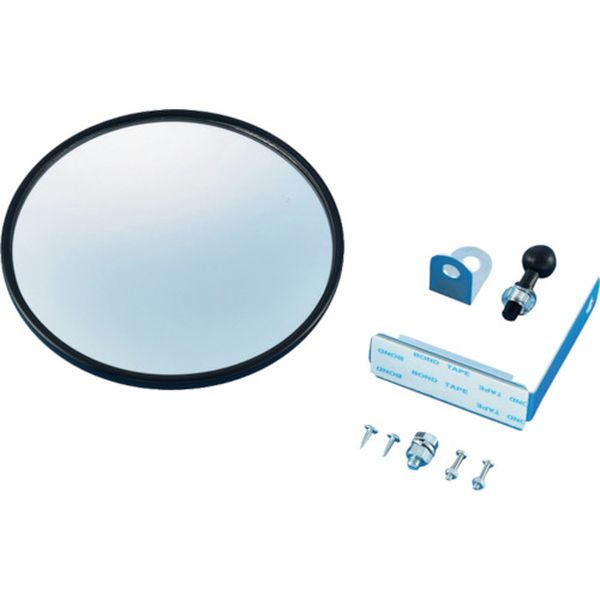 106-9357 小型カーブミラー(マグネットタイプ) 黒 壁丸15BK 147mmΦ 取付金具付