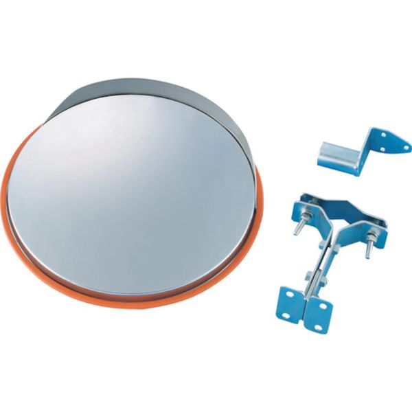 815-1732 小型カーブミラー(ステンレスタイプ) 壁丸SS30 325mmΦ オレンジ 取付金具付