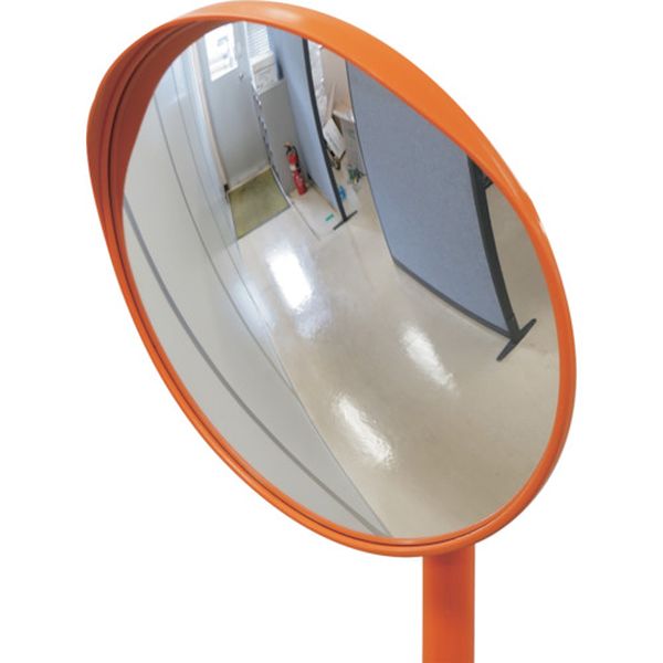 113-8222 小型カーブミラー(丸型1面鏡) 丸S30 300mmΦ 埋込用ポール付 アクリル製