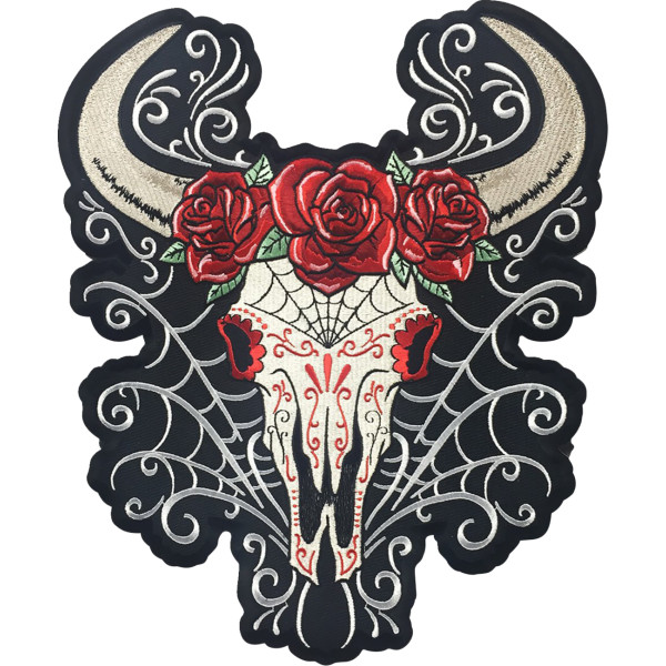 D.O.D ウエスタン スカル 刺繍パッチ 緑/タン/黒/赤/グレー