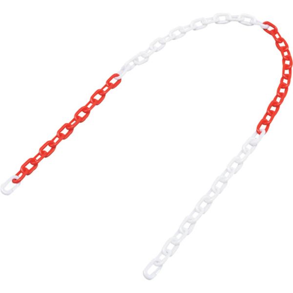 106-4592 プラスチックチェーン 赤/白 PT-612RW 長さ1.2m 線径6mmΦ ポリエチレン