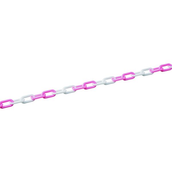 プラスチックチェーン ピンク/ホワイト PTS-730PW 長さ：30m 線径：7mmΦ ポリエチレン