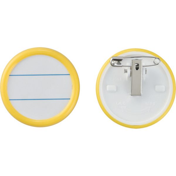 828-0426 丸型名札 黄 丸名札-500Y 50mmΦ(表示スペース40mmΦ) 両用クリップ付