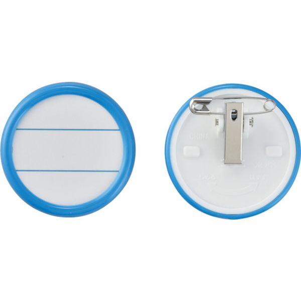 113-2638 丸型名札 青 丸名札-500BL 50mmΦ(表示スペース40mmΦ) 両用クリップ付