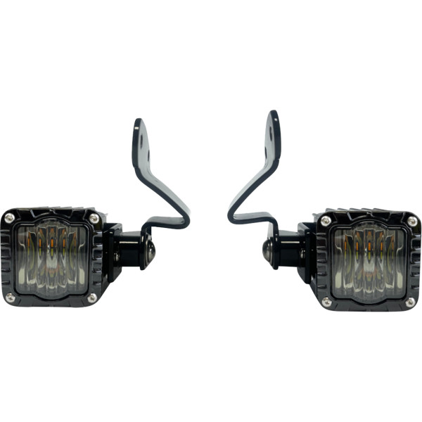 TURN SIGNALS FRONT LED SHARK DEMON WHITE/AMBER SMOKED LENS
