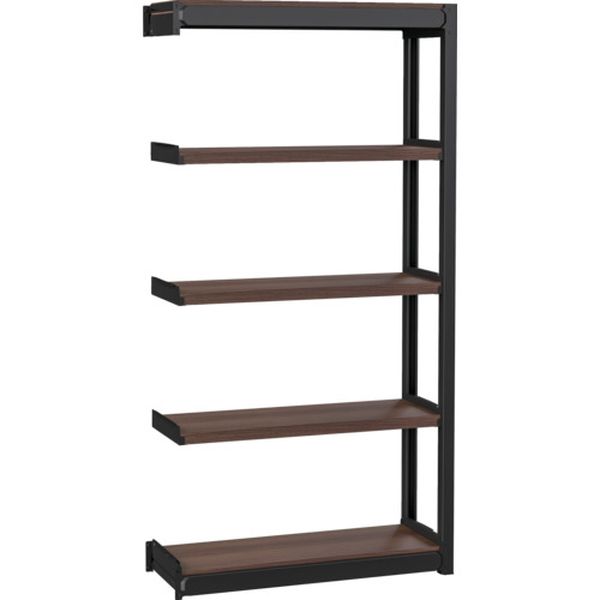 TSUG型スチール軽量ボルトレス棚 連結 木製棚板ウォールナット 5段 高さ1800mm 間口900mm 奥行300mm