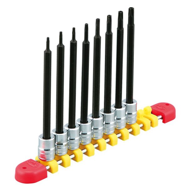 6.3sq.ロングT型いじり止めトルクスビットソケットセット(8コ組)