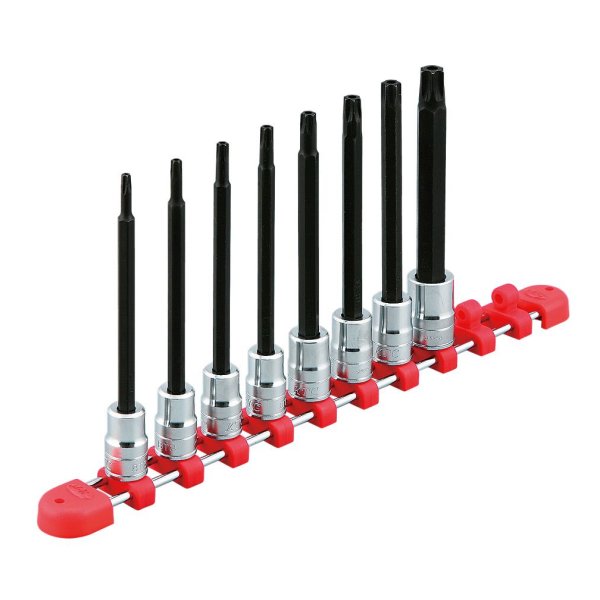 9.5sq.ロングT型いじり止めトルクスビットソケットセット(8コ組)