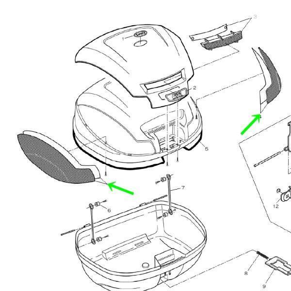 ジビ GIVI モノロックケース用 リフレクター(左右セット)裏紙付 Z1394