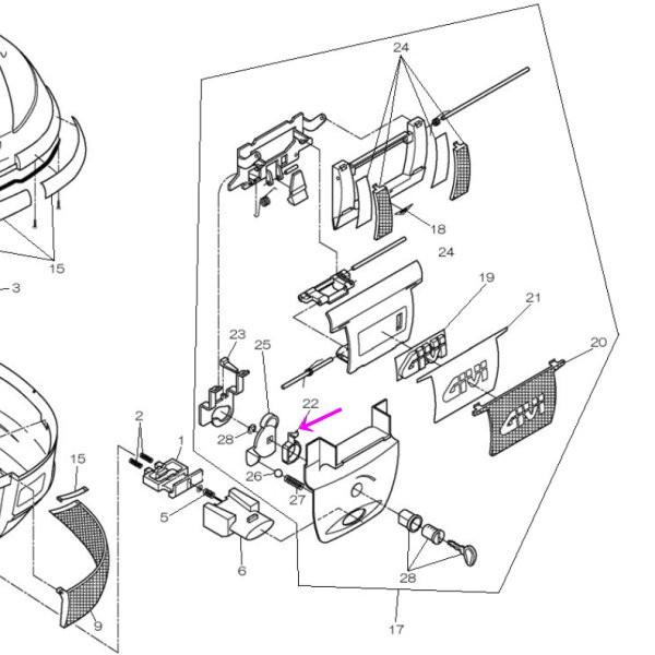 ジビ GIVI モノキーケース用 ラッチA(ハンドルを跳ね上げる機構) Z234A