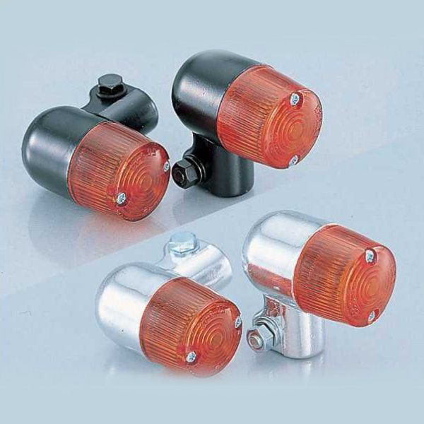 丸ミニウインカーセット メッキボディ/オレンジレンズ ダブル球用