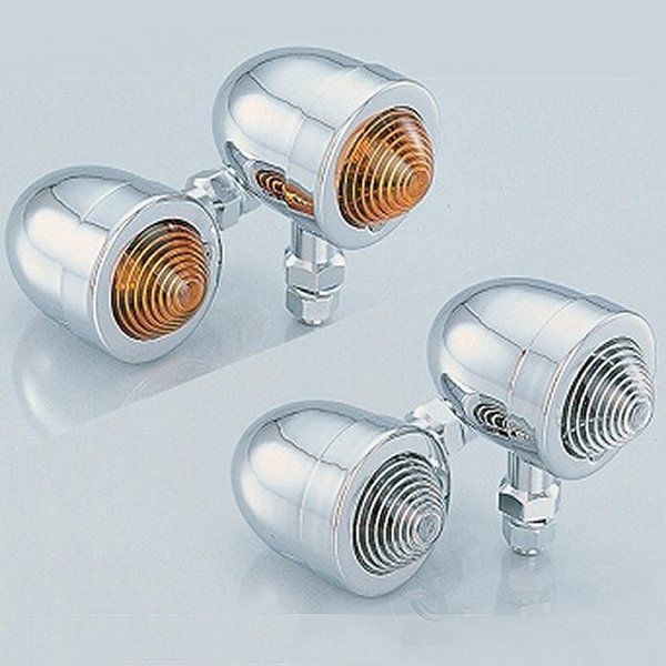 ブレッドミニウインカーセット メッキボディ/オレンジレンズ/シングル球用 M10ロング