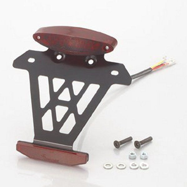 LED テールランプ&リフレクター スーパースリム 赤色レンズ 汎用 (12V車) 126cc以上ナンバープレート