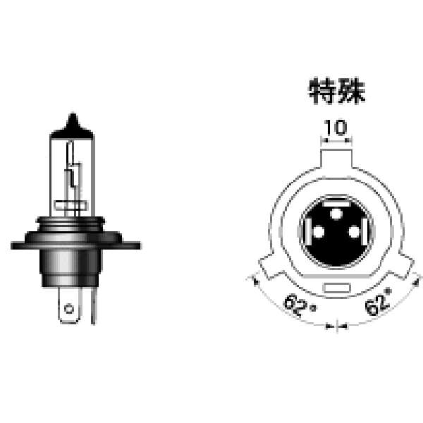 H4R1  スタンダードハロゲンヘッドライトバルブ 1個入り ブリスターパック 12V45/45W (クリア)