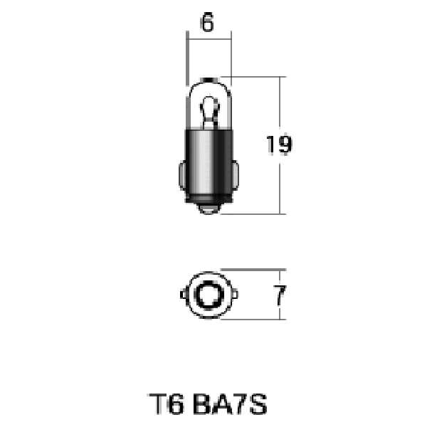 口金シングル球 6V1.5W メーター/ポジション球 (パーパル) (1個売り)