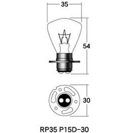 ノーマルバルブ 6V35/35W ヘッド球(旧車) (クリア) 1箱 (10個入り) PH9