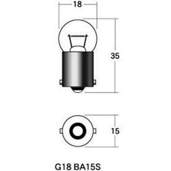 ノーマルバルブ 12V18W 小型ランプ改造用 ウインカー球 ストップ球 (クリア) 1箱 (10個入り)