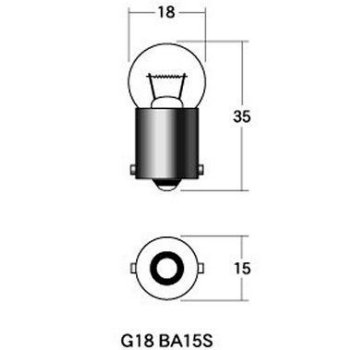ノーマルバルブ 12V18W 小型ランプ改造用 ウインカー球 ストップ球 (オレンジ) 1箱 (10個入り)