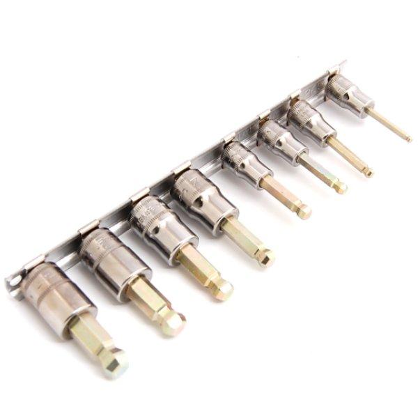 1/4インチ/3/8インチ ソケット ヘキサ ボール ミリサイズ 8点セット