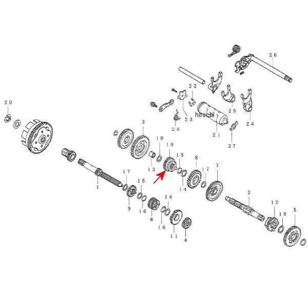 カウンターシャフト フィフスギヤ 27T ドリーム50/エイプ/モタード