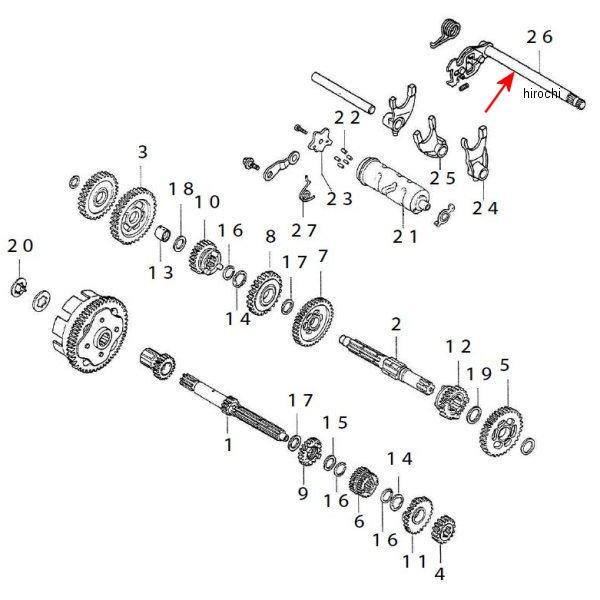 ギヤシフトスピンドル COMP. (6速) エイプ/ドリーム