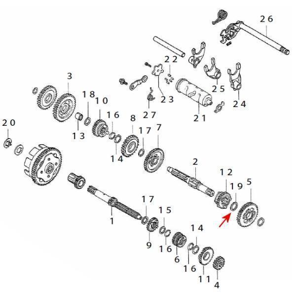 スラストワッシャー 19.5mm ドリーム50/エイプ/XR-モタード