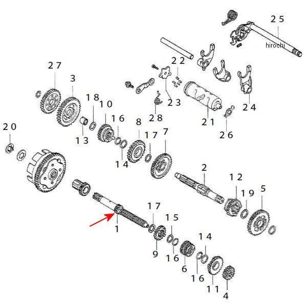 メインシャフト 17T (6速/湿式) NSF/エイプ