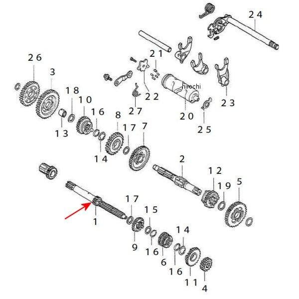 メインシャフト 17T (6速/乾式) NSF/エイプ