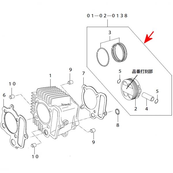 ピストンキット DOHC 4V 100cc 57 モンキー/ゴリラ