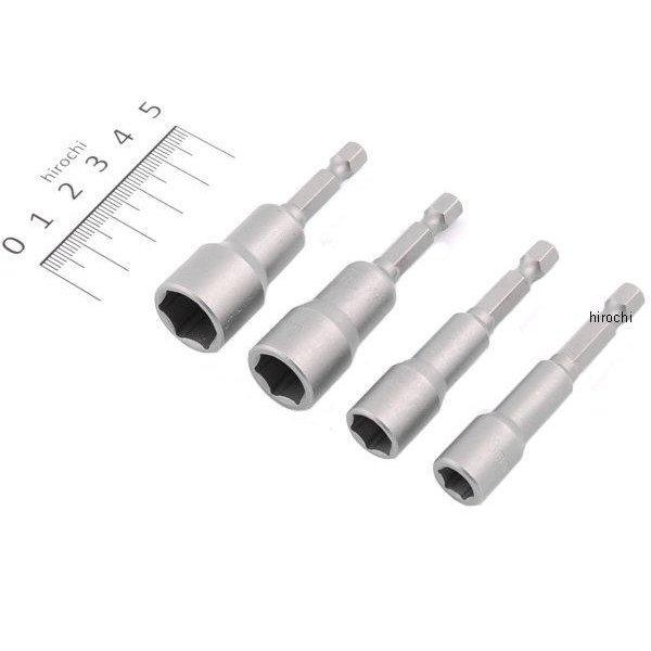 パワーツール アクセサリー 磁石付きパワーナットセッターセット、ミリサイズ 4個入り