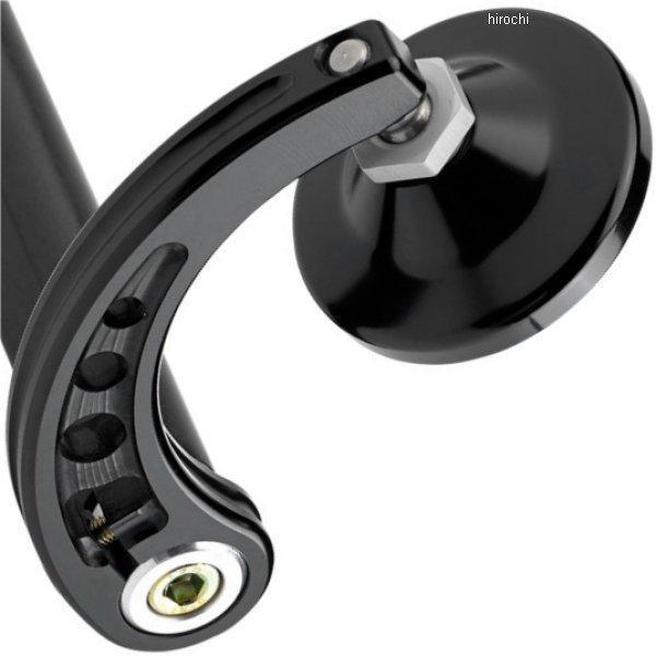 ミラー バーエンド 円形 2.25インチ 湾曲ステム 黒