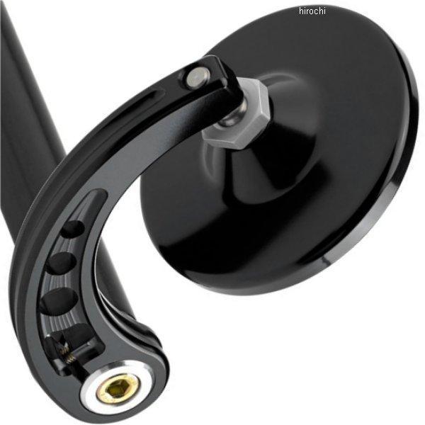 ミラー バーエンド 円形 3.25インチ 湾曲ステム 黒