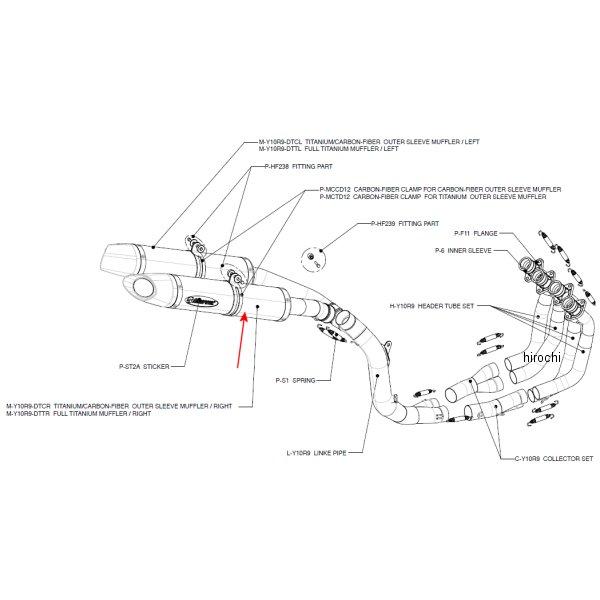 リペアサイレンサー D-TYPE 右側 07年以降 YZF-R1 チタン