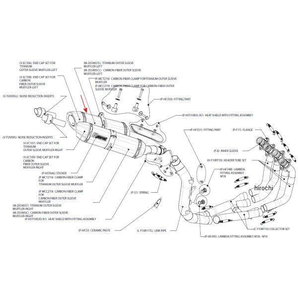 リペアサイレンサー Z-TYPE 左側 09年-11年 YZF-R1 カーボン (50/300/58)