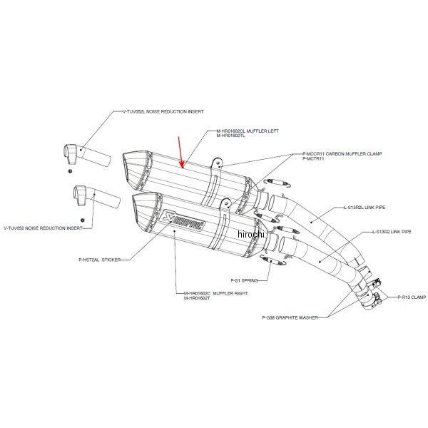 リペアサイレンサーR-TYPE E1仕様 左側 08年以降 ハヤブサ GSXR1300 カーボン